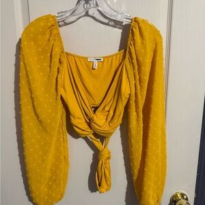 Fashion Nova Golden Yellow Tie-Front Blouse